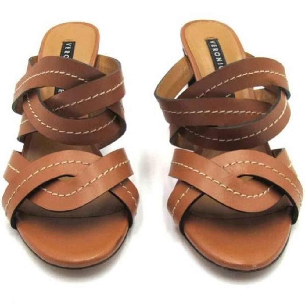 Veronica Beard brown Macy cachets stitch heel